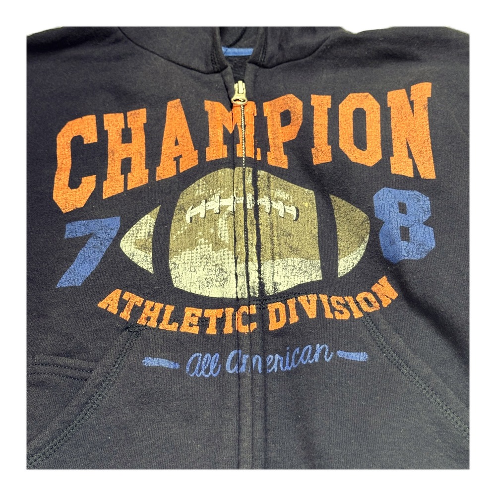 Hanes Mens Full Zip Hoodie Size Medium Navy Graphic - Picture 3 of 8